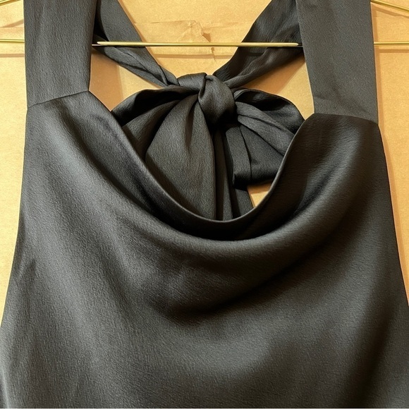 DANNIJO | NWT Noir Halter Scarf Top Tie Neck Open Back Top Satin Crepe Size M - Picture 5 of 15